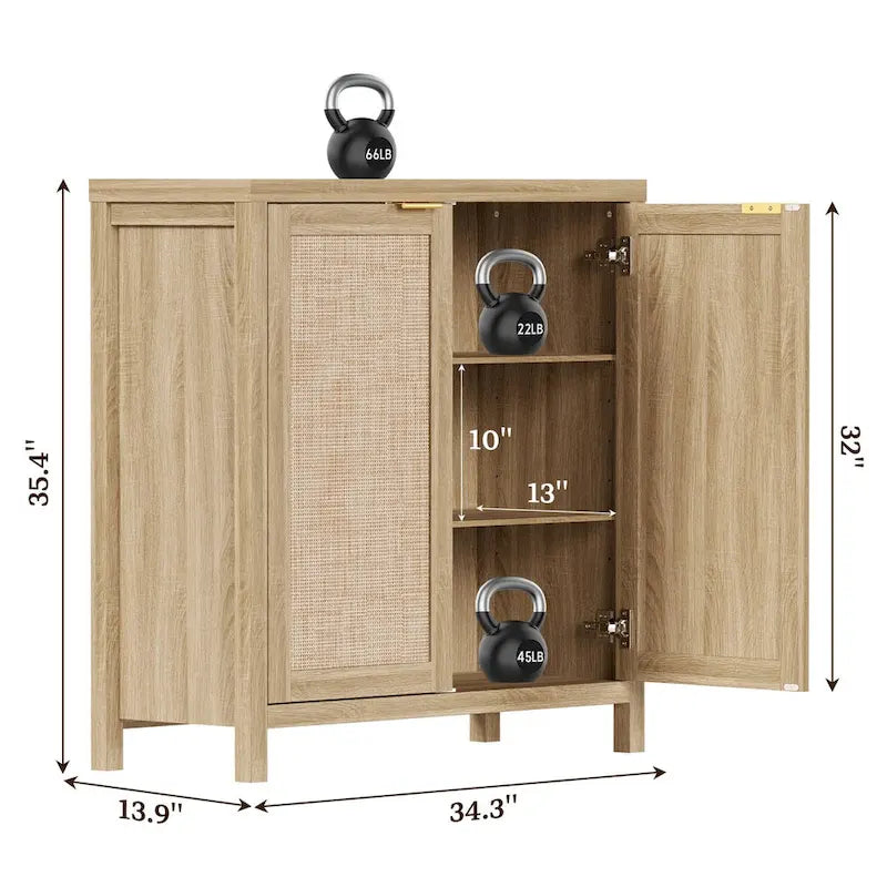 Bahut en rotin, lot de 2 avec 2 portes - S.O.