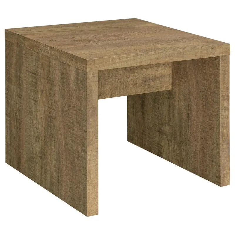   24 Inch End Table with Rough Hewn Saw Marks, Wood, Natural Brown