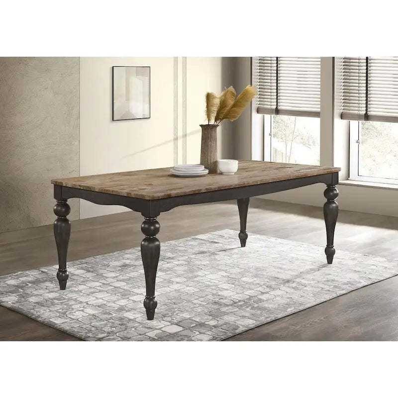   Brown Brushed Dining Table with Turned Leg