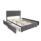 Lit gigogne tapissé en tissu de lin Queen Size