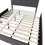 Lit gigogne tapissé en tissu de lin Queen Size