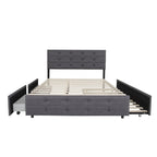 Lit gigogne tapissé en tissu de lin Queen Size