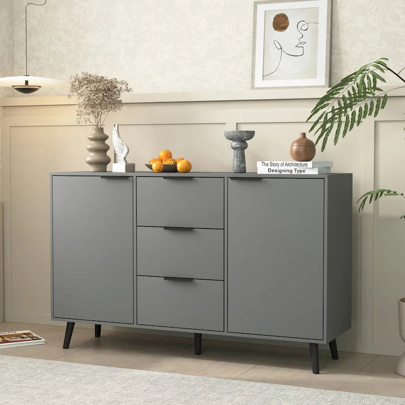 Bahut de buffet avec rangement, meuble de bar à café en bois, 3 tiroirs et 2 portes, armoire de buffet