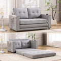 Canapé futon rembourré avec lit gigogne, canapé deux places capitonné pliable multicolore avec porte-gobelet