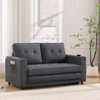 Canapé futon rembourré avec lit gigogne, canapé deux places capitonné pliable multicolore avec porte-gobelet