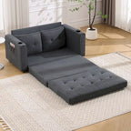 Canapé futon rembourré avec lit gigogne, canapé deux places capitonné pliable multicolore avec porte-gobelet