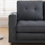 Canapé futon rembourré avec lit gigogne, canapé deux places capitonné pliable multicolore avec porte-gobelet