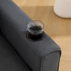 Canapé futon rembourré avec lit gigogne, canapé deux places capitonné pliable multicolore avec porte-gobelet