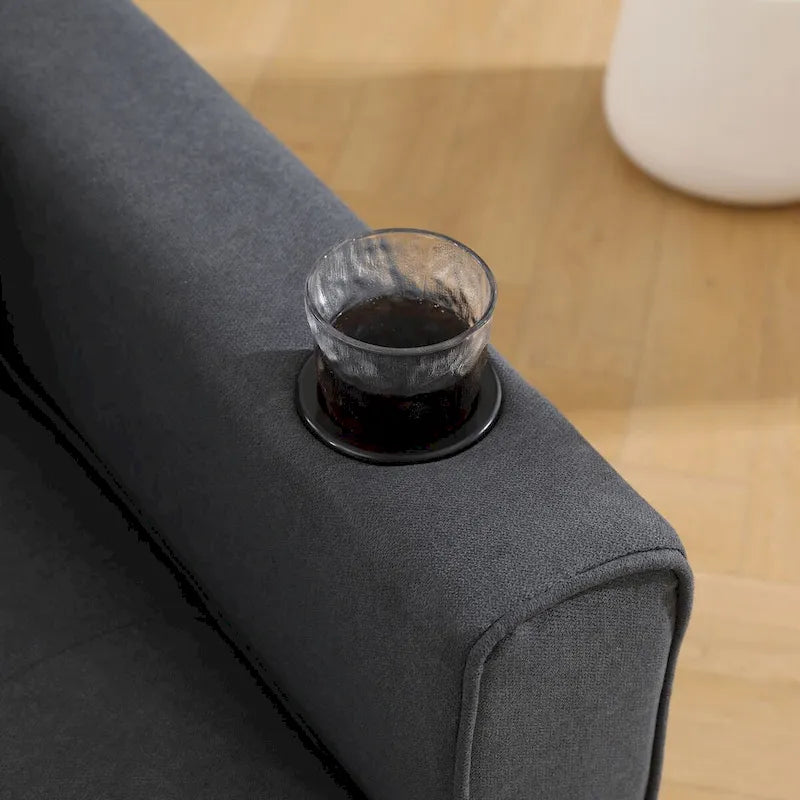 Canapé futon rembourré avec lit gigogne, canapé deux places capitonné pliable multicolore avec porte-gobelet