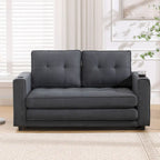 Canapé futon rembourré avec lit gigogne, canapé deux places capitonné pliable multicolore avec porte-gobelet