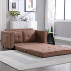 Canapé futon rembourré avec lit gigogne, canapé deux places capitonné pliable multicolore avec porte-gobelet