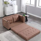 Canapé futon rembourré avec lit gigogne, canapé deux places capitonné pliable multicolore avec porte-gobelet