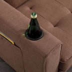 Canapé futon rembourré avec lit gigogne, canapé deux places capitonné pliable multicolore avec porte-gobelet